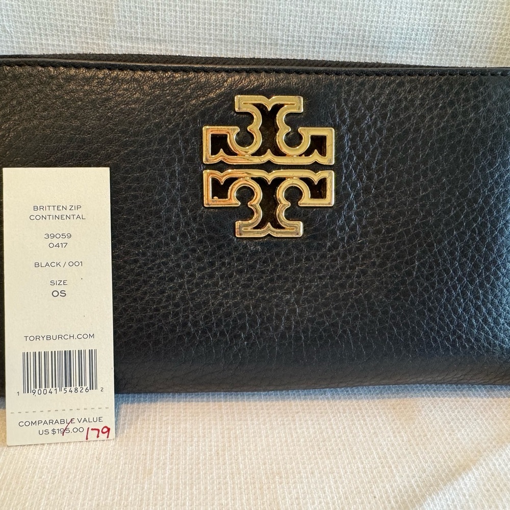 Tory Burch Black Wallet with Gold Logo